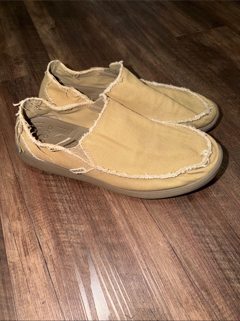 Crocs 10128 Santa Cruz Tan Canvas Slip On Loafers Shoes Mens Size 14